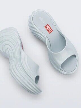 Melissa x Diesel Light Blue Wave Platform Mules